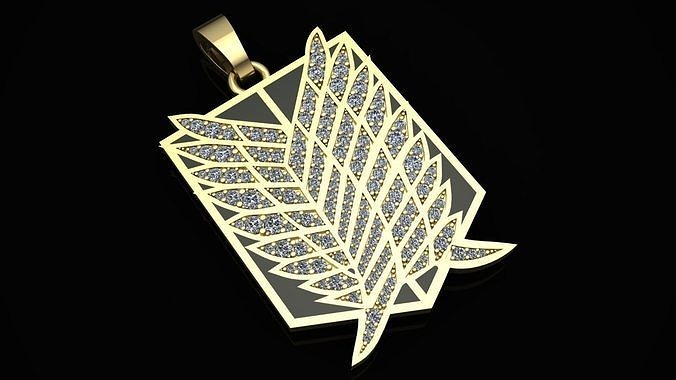 Attack on Titan jewelry pendant with gems 3D print model