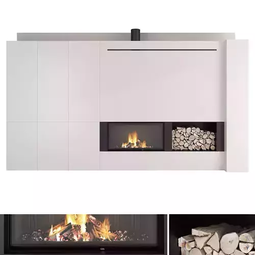 Decorative wall with fireplace set 31