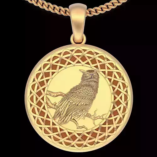 Owl Bird pendant gold sterling jewelry printable