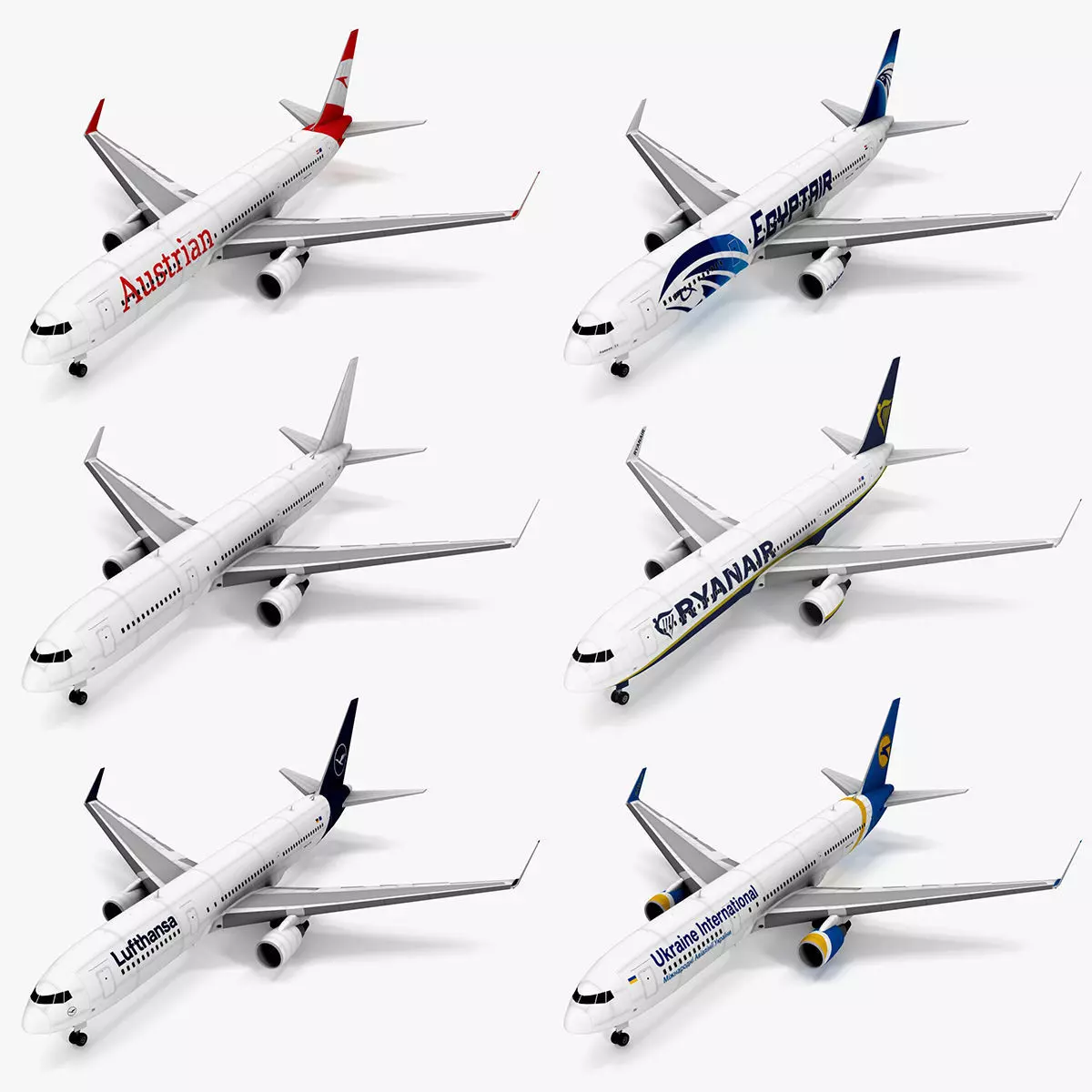 Boeing 767-300ER Airlines Set Low-poly 3D model