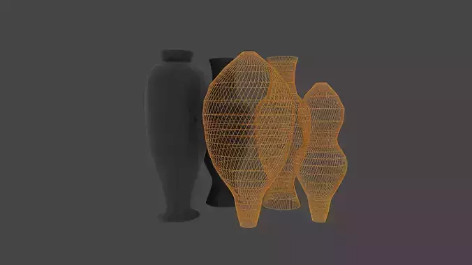 decor 1 set of orange vases