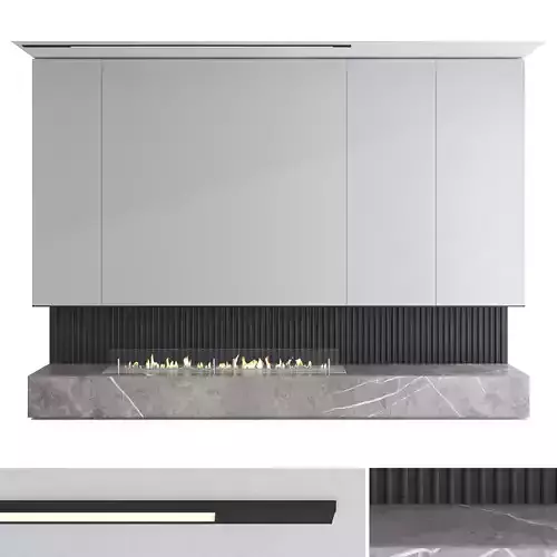 Decorative wall with fireplace set 33