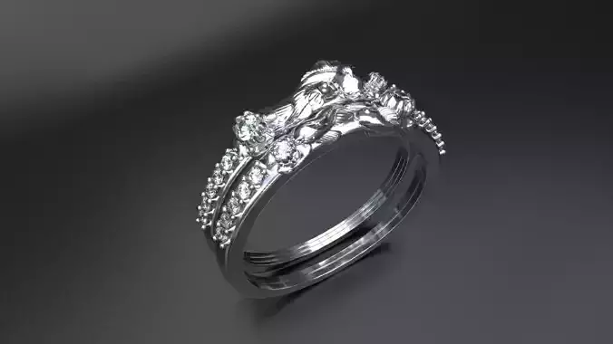 Engagement rings set - Japanese Fish Design