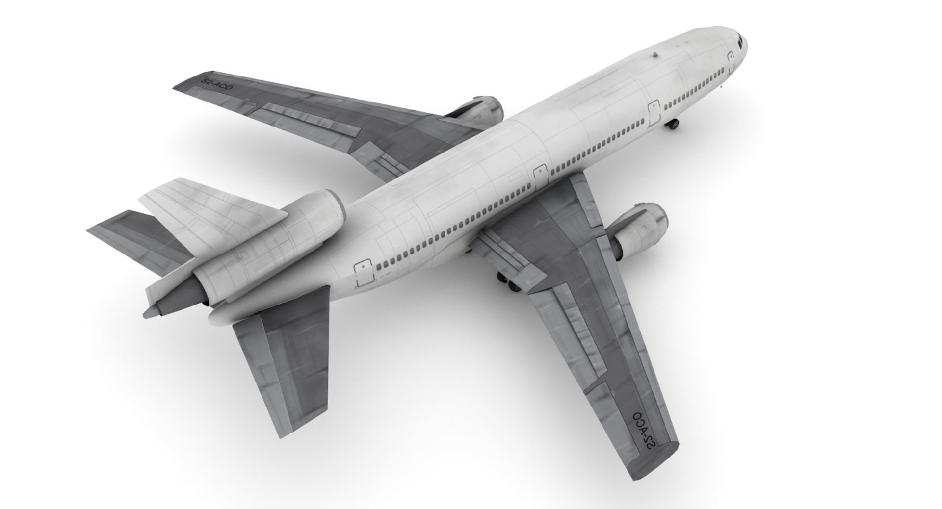 Douglas DC-10 Low-poly 3D model_9
