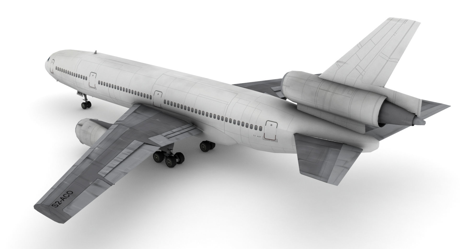 Douglas DC-10 Low-poly 3D model_2