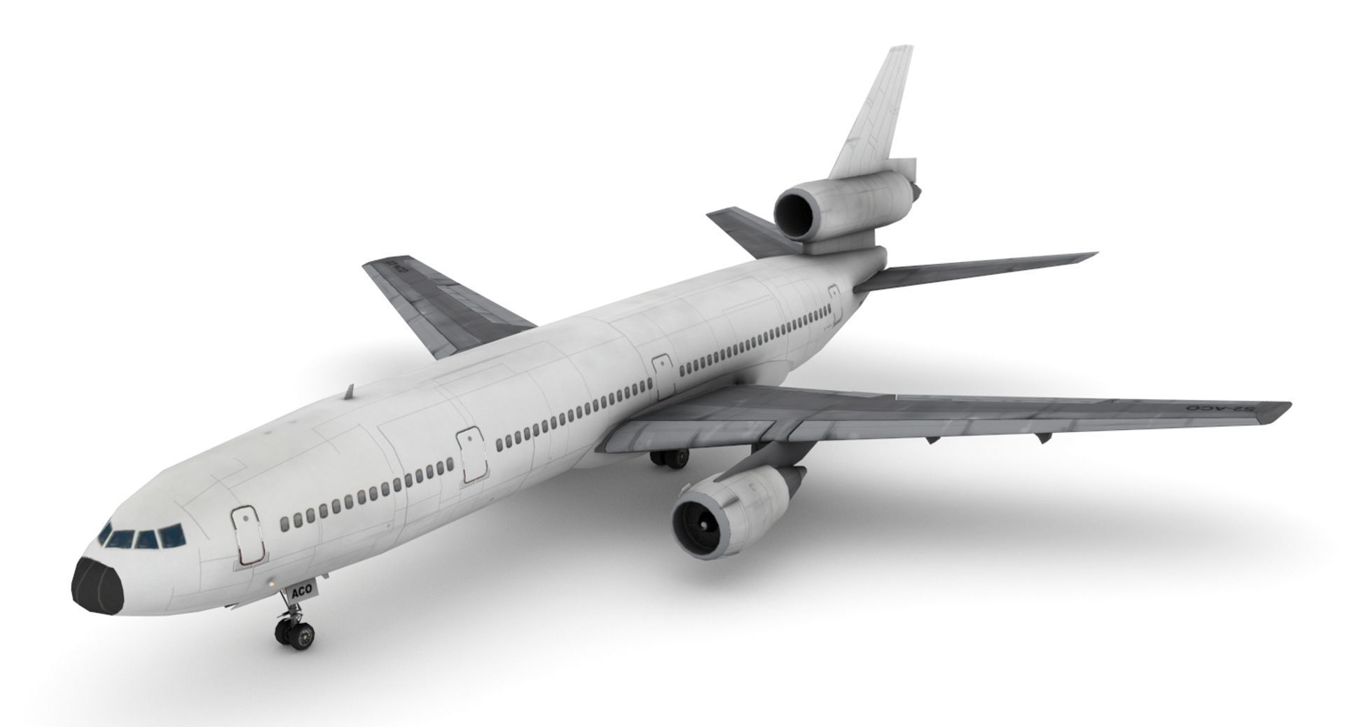 Douglas DC-10 Low-poly 3D model_1