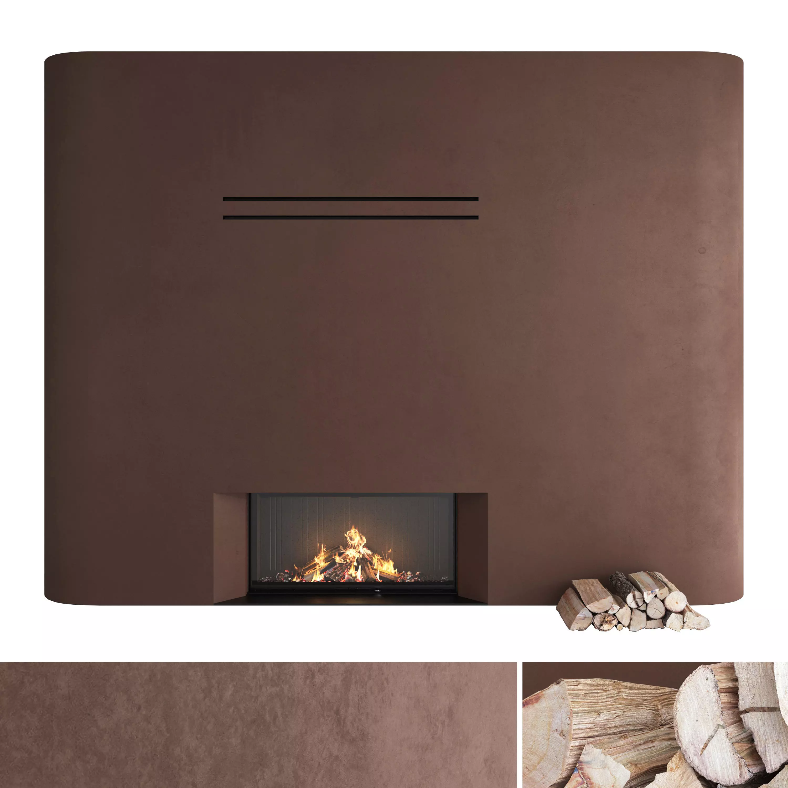 Decorative wall with fireplace set 34 3D model