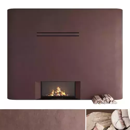 Decorative wall with fireplace set 34