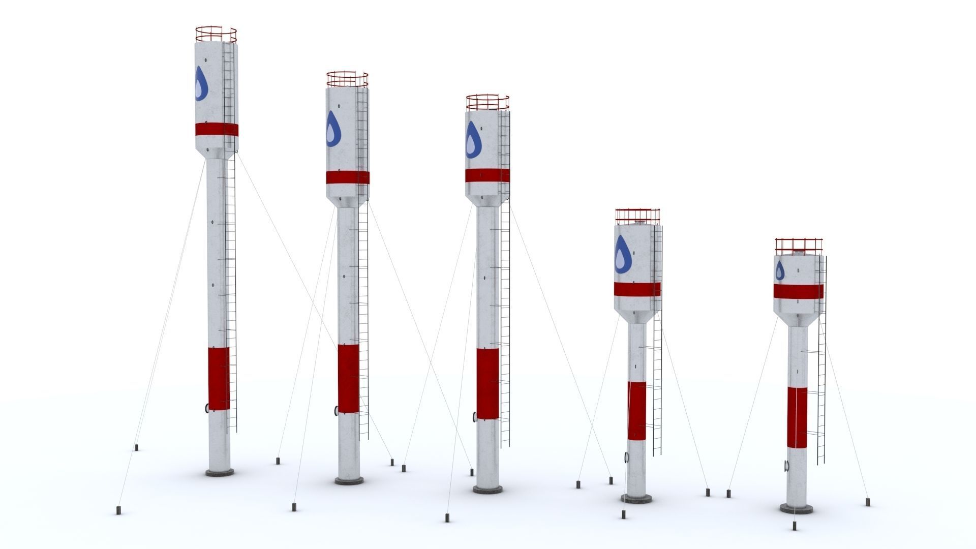 Water towers Low-poly 3D model_1
