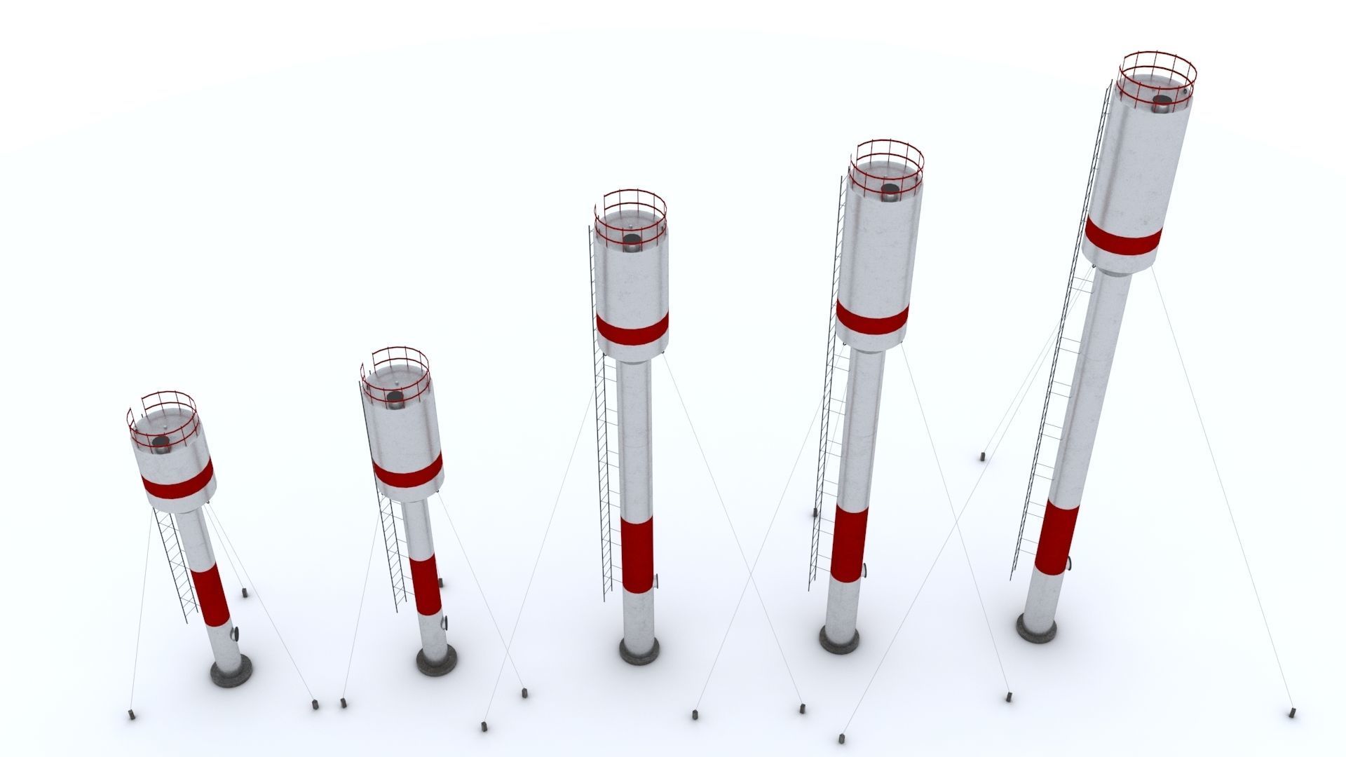 Water towers Low-poly 3D model_2