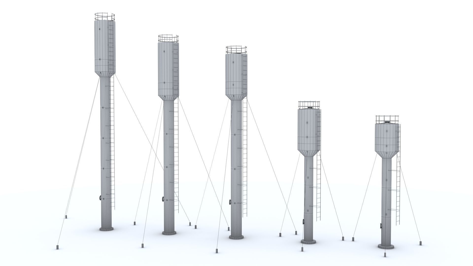 Water towers Low-poly 3D model_8
