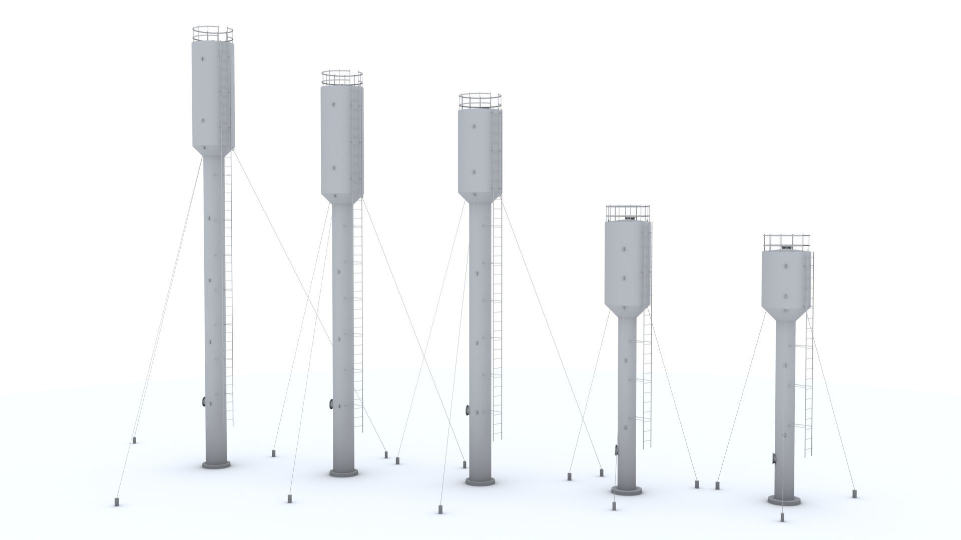 Water towers Low-poly 3D model_6