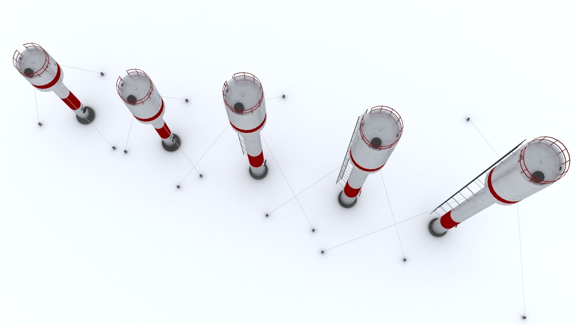 Water towers Low-poly 3D model_5