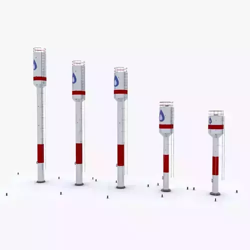 Water towers Low-poly 3D model
