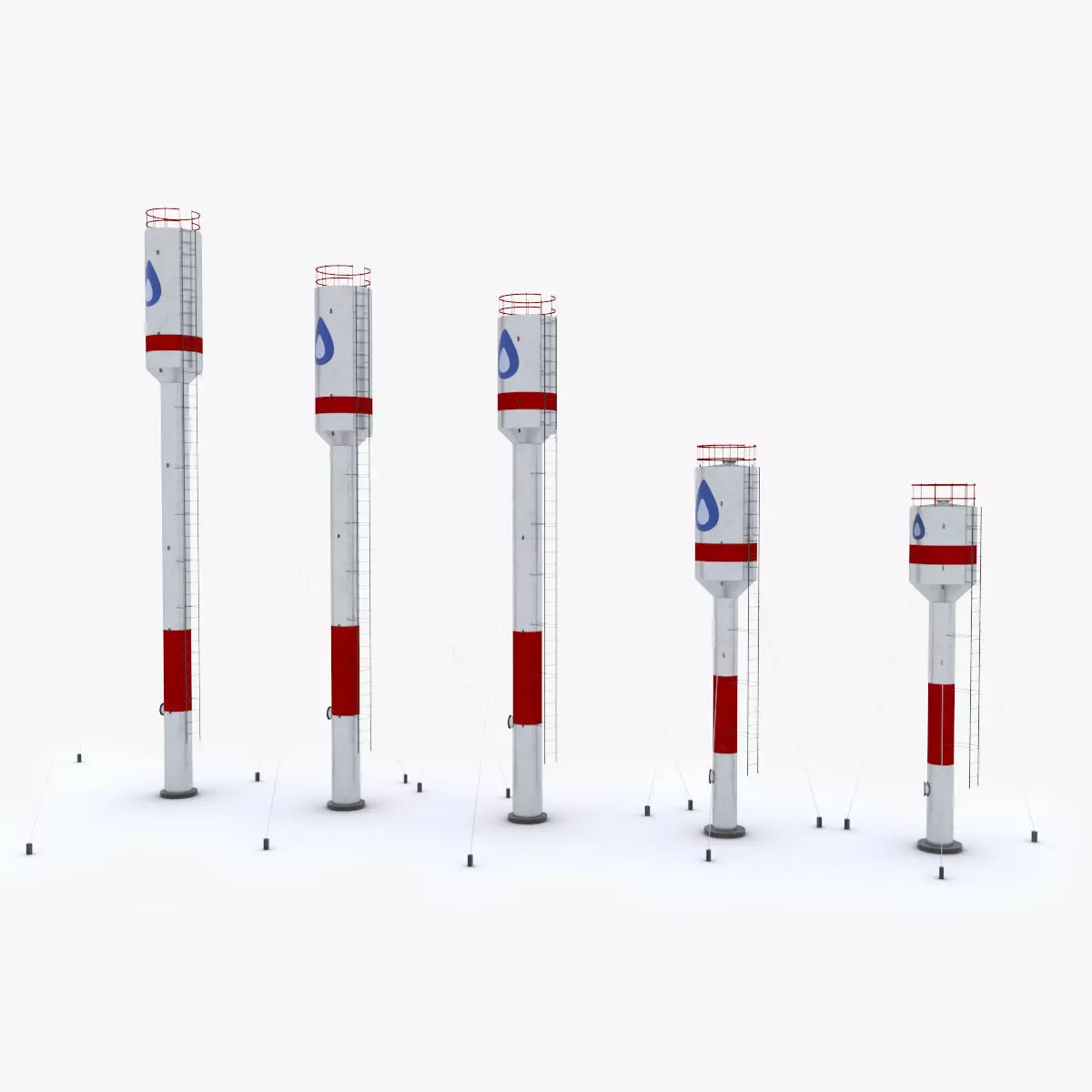 Water towers Low-poly 3D model_0