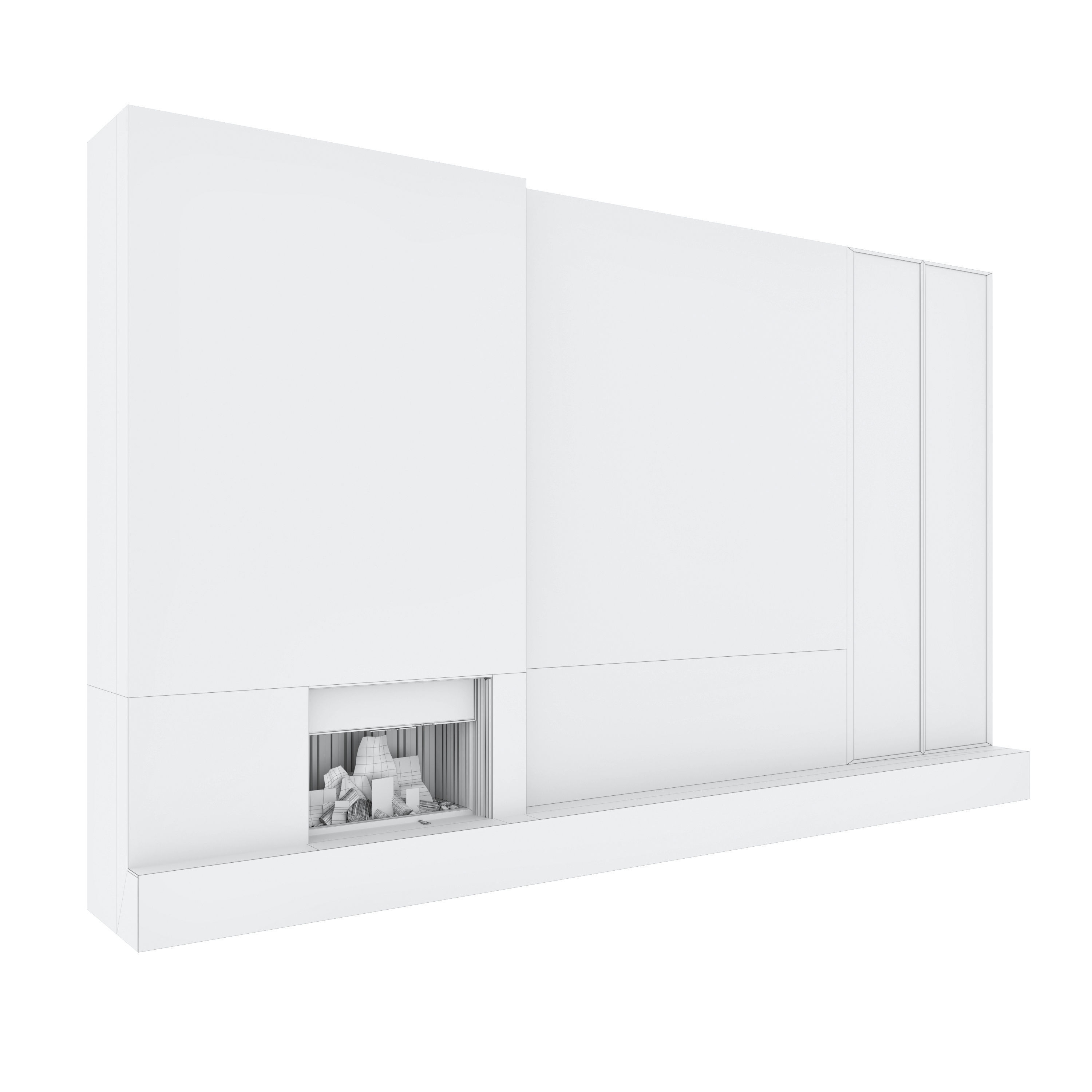 Decorative wall with fireplace set 37 3D model_5