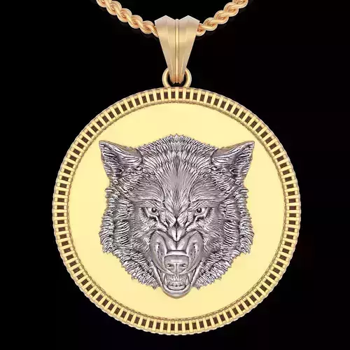 Wolf  pendant gold sterling jewelry printable 3D print