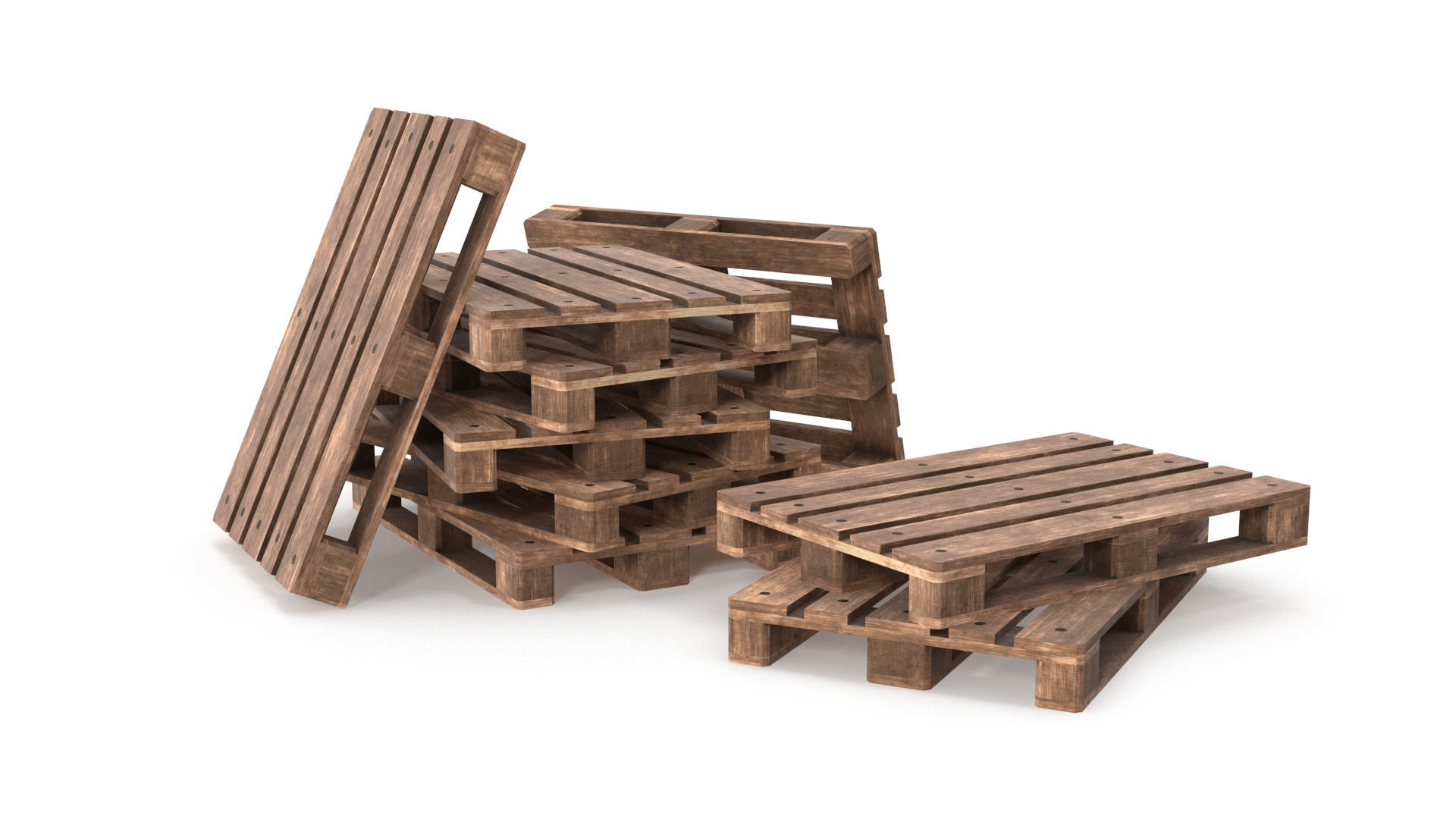 Wooden Pallets Low-poly 3D model_1