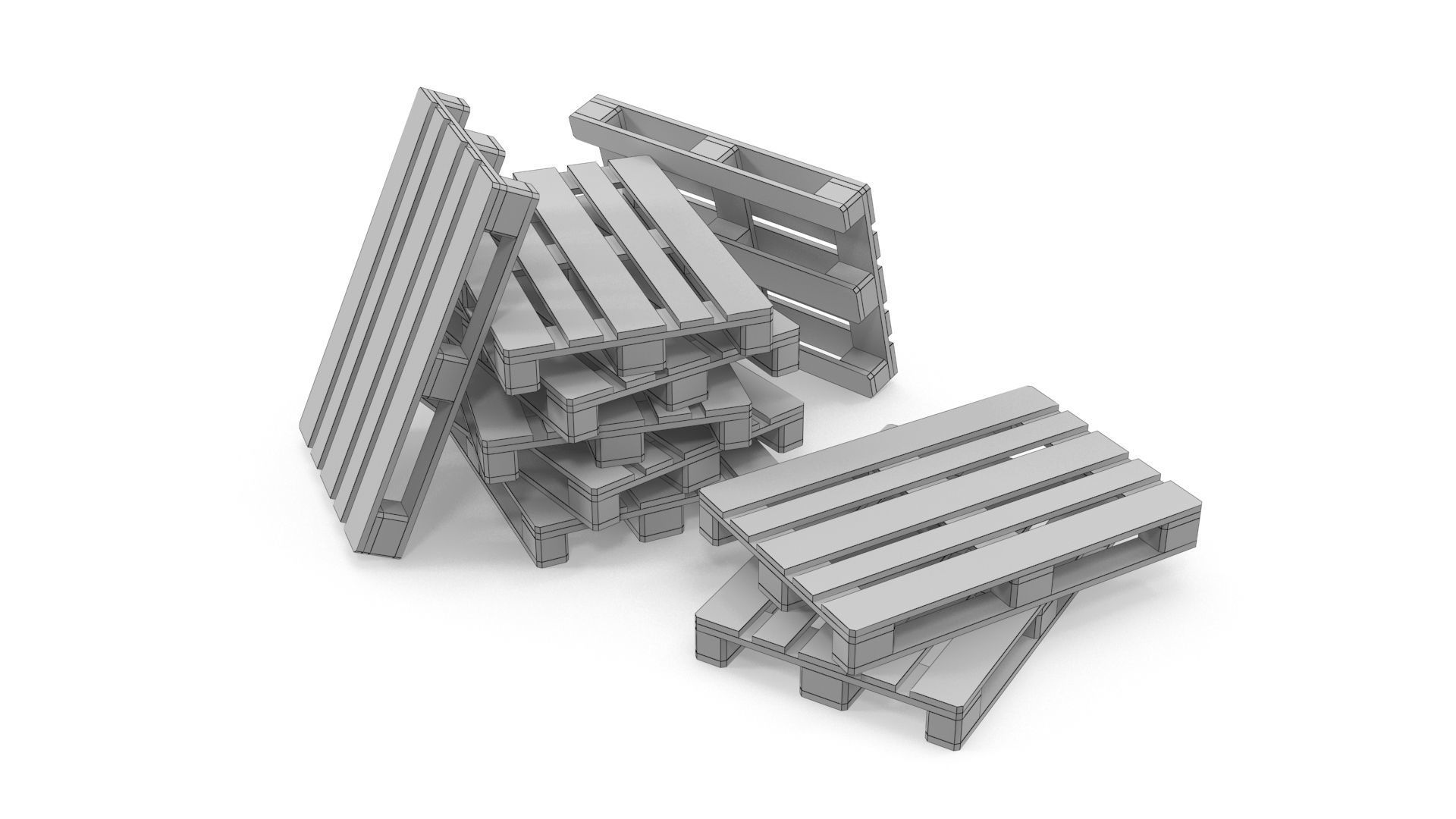 Wooden Pallets Low-poly 3D model_6