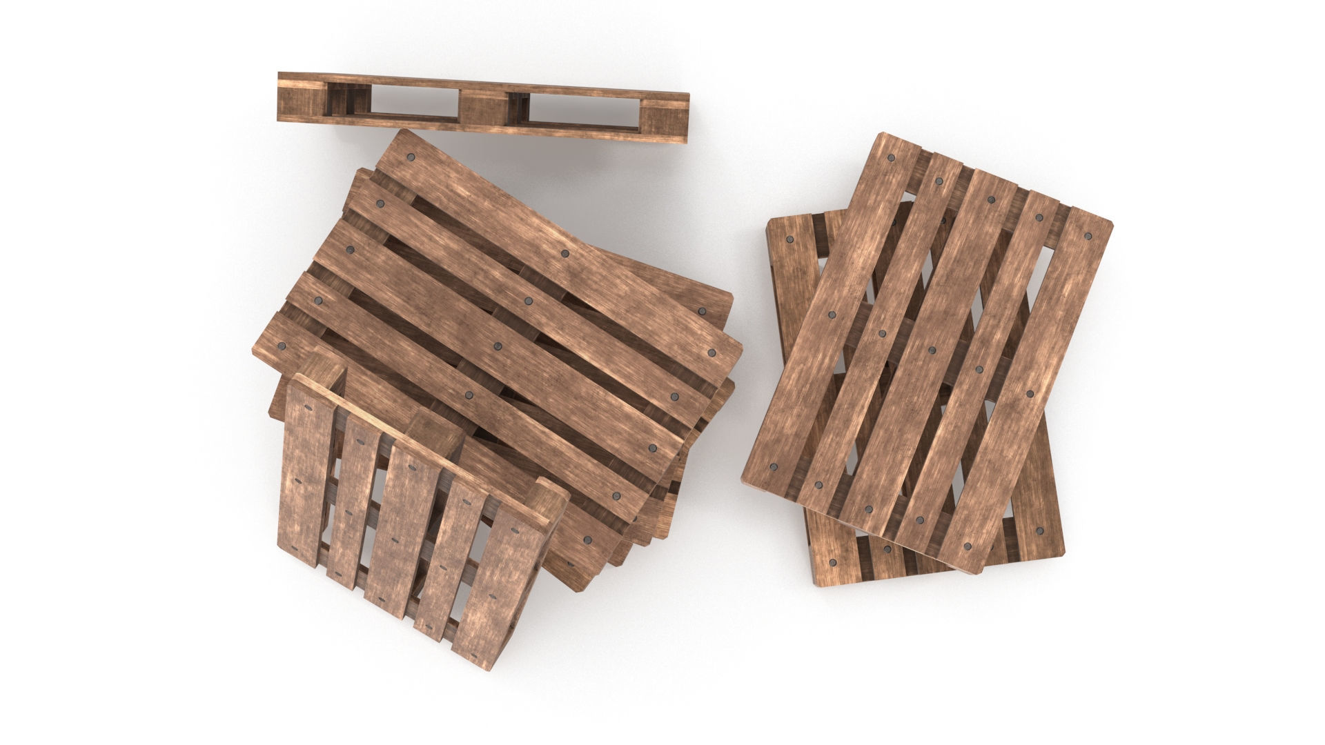 Wooden Pallets Low-poly 3D model_4
