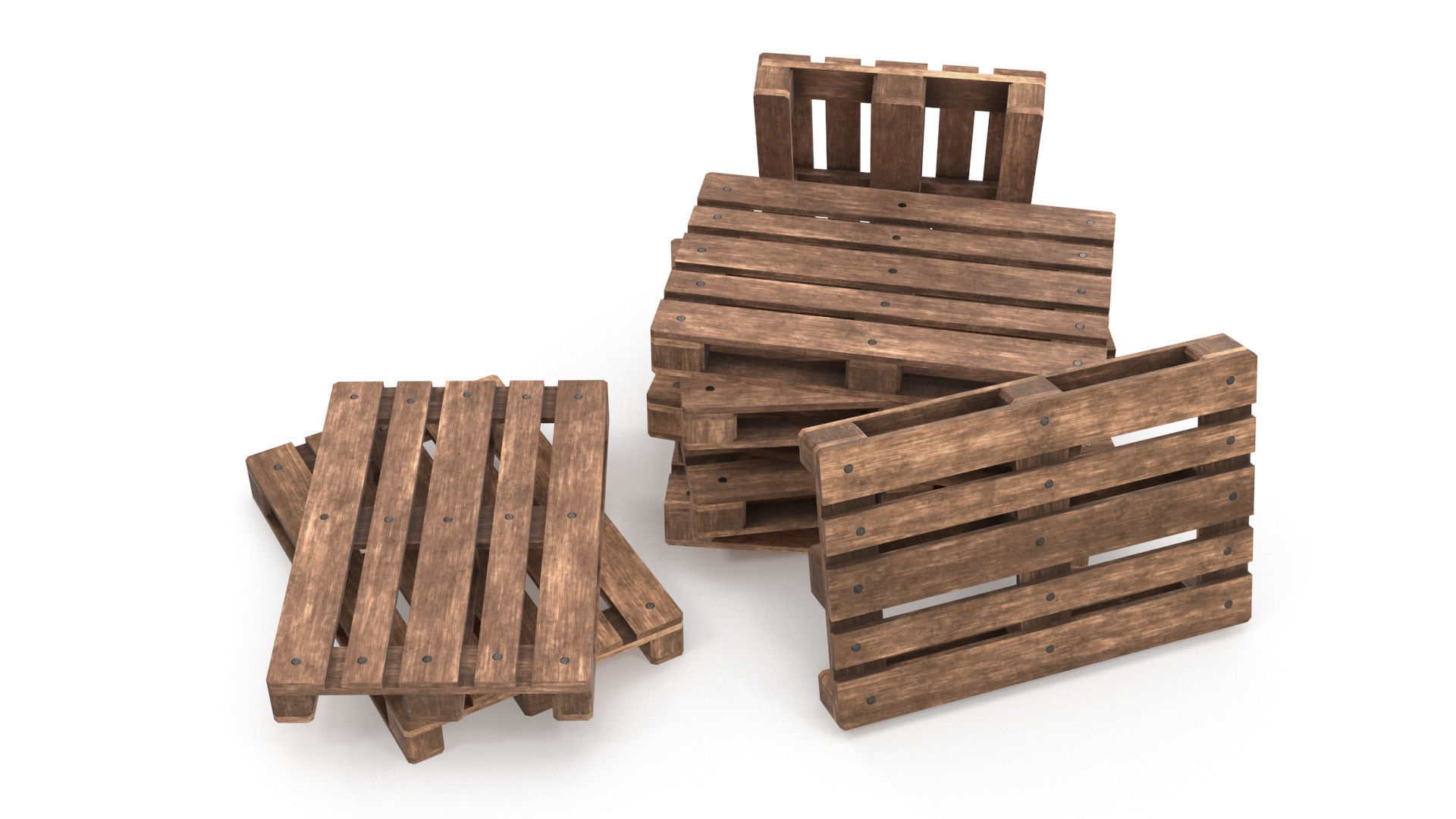 Wooden Pallets Low-poly 3D model_5
