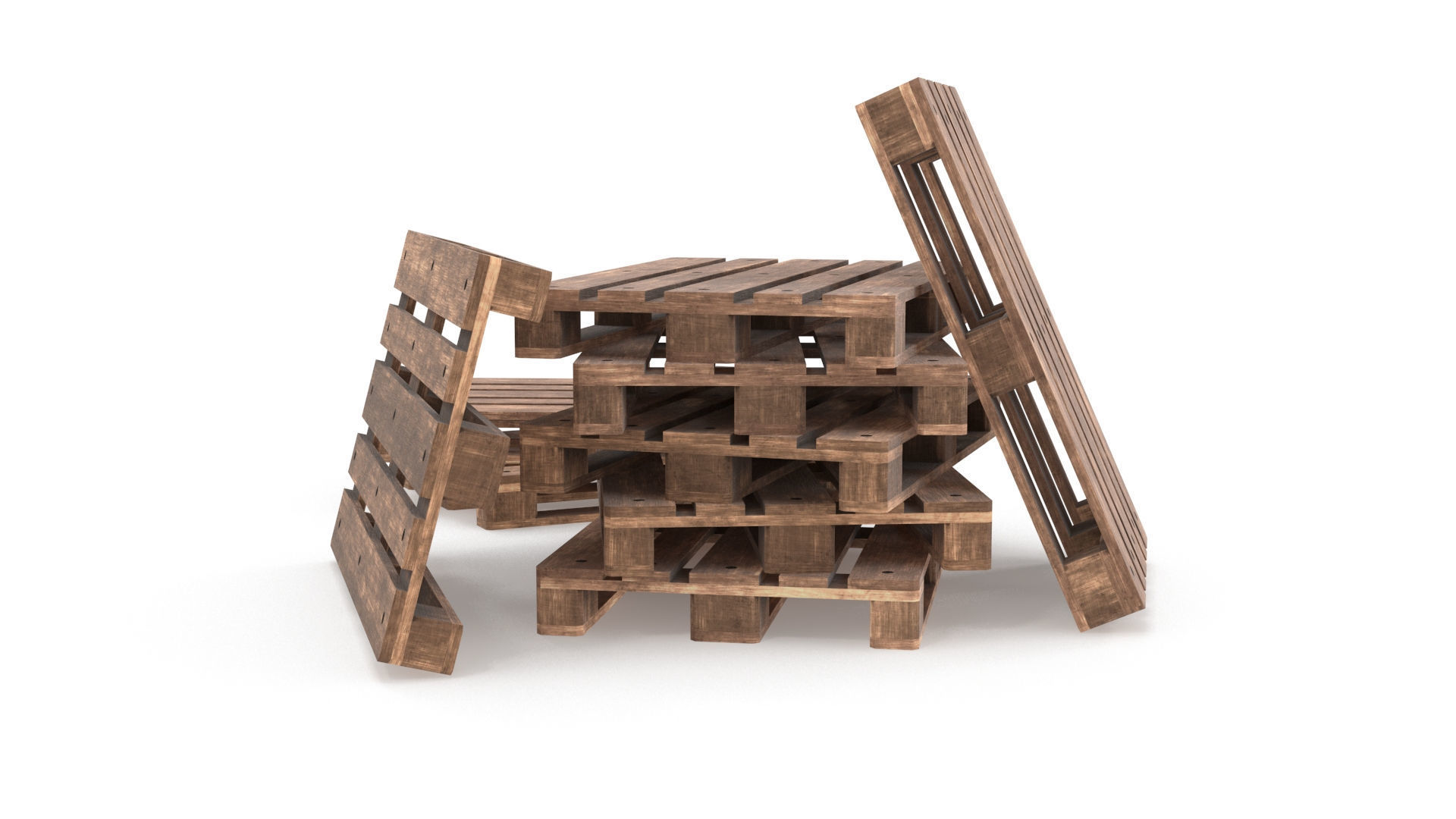 Wooden Pallets Low-poly 3D model_3