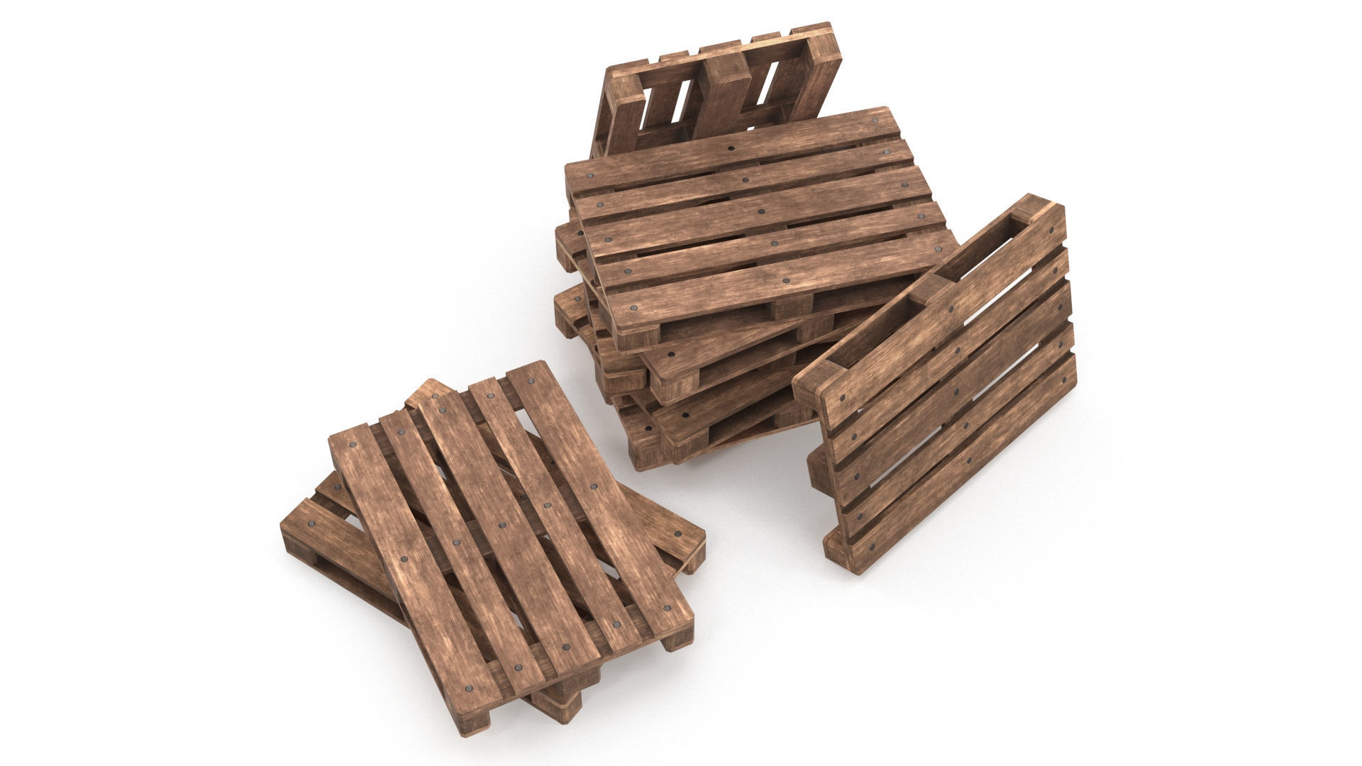 Wooden Pallets Low-poly 3D model_2