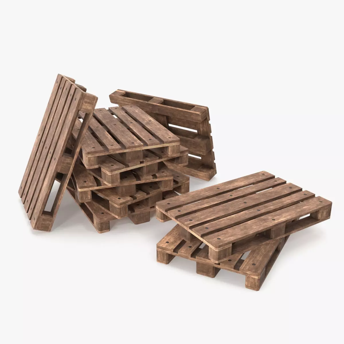 Wooden Pallets Low-poly 3D model_0