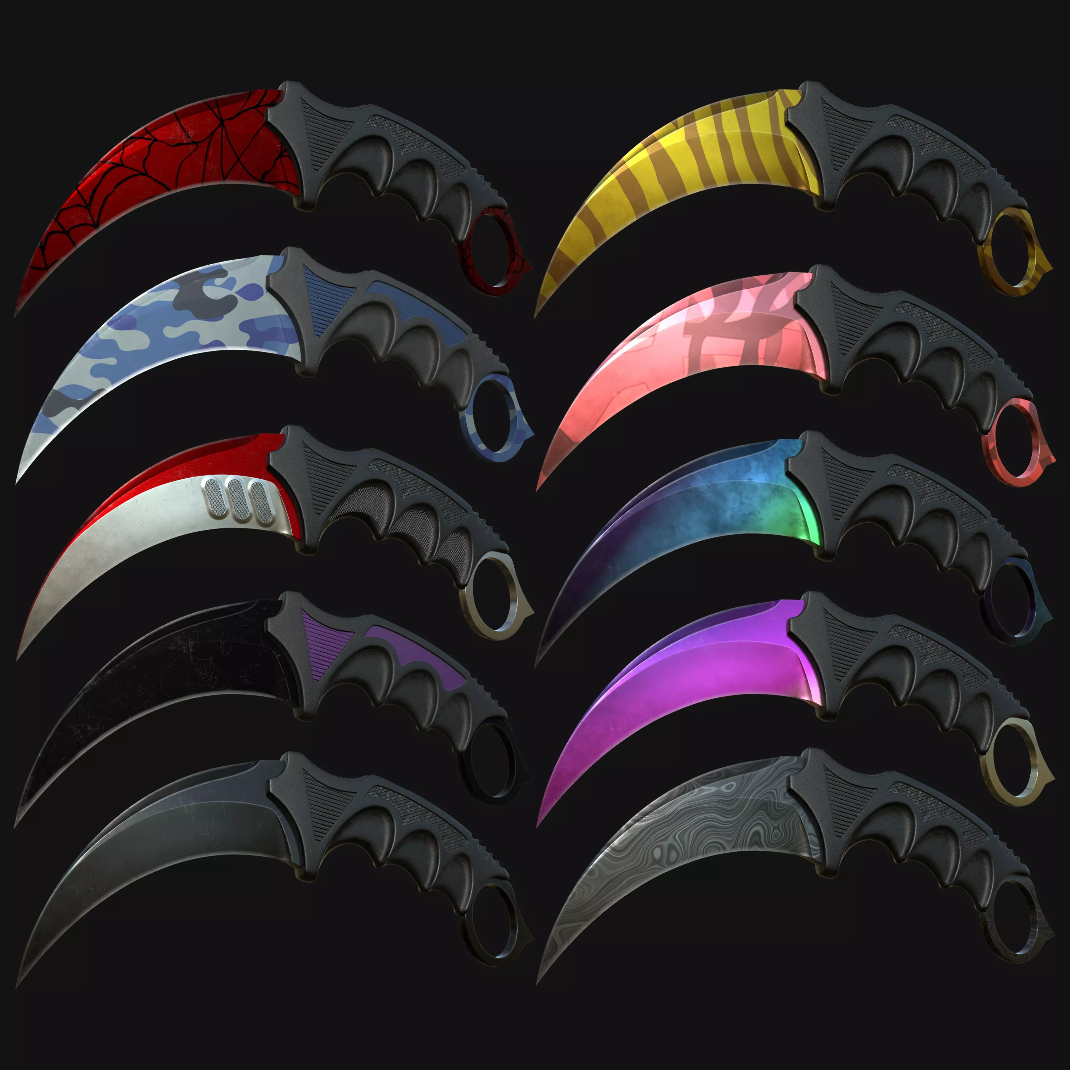 Karambit Knifes Set 3D model_0