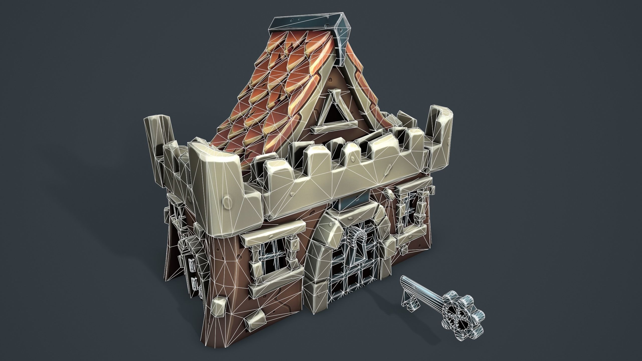 Castle chest Low-poly 3D model_2
