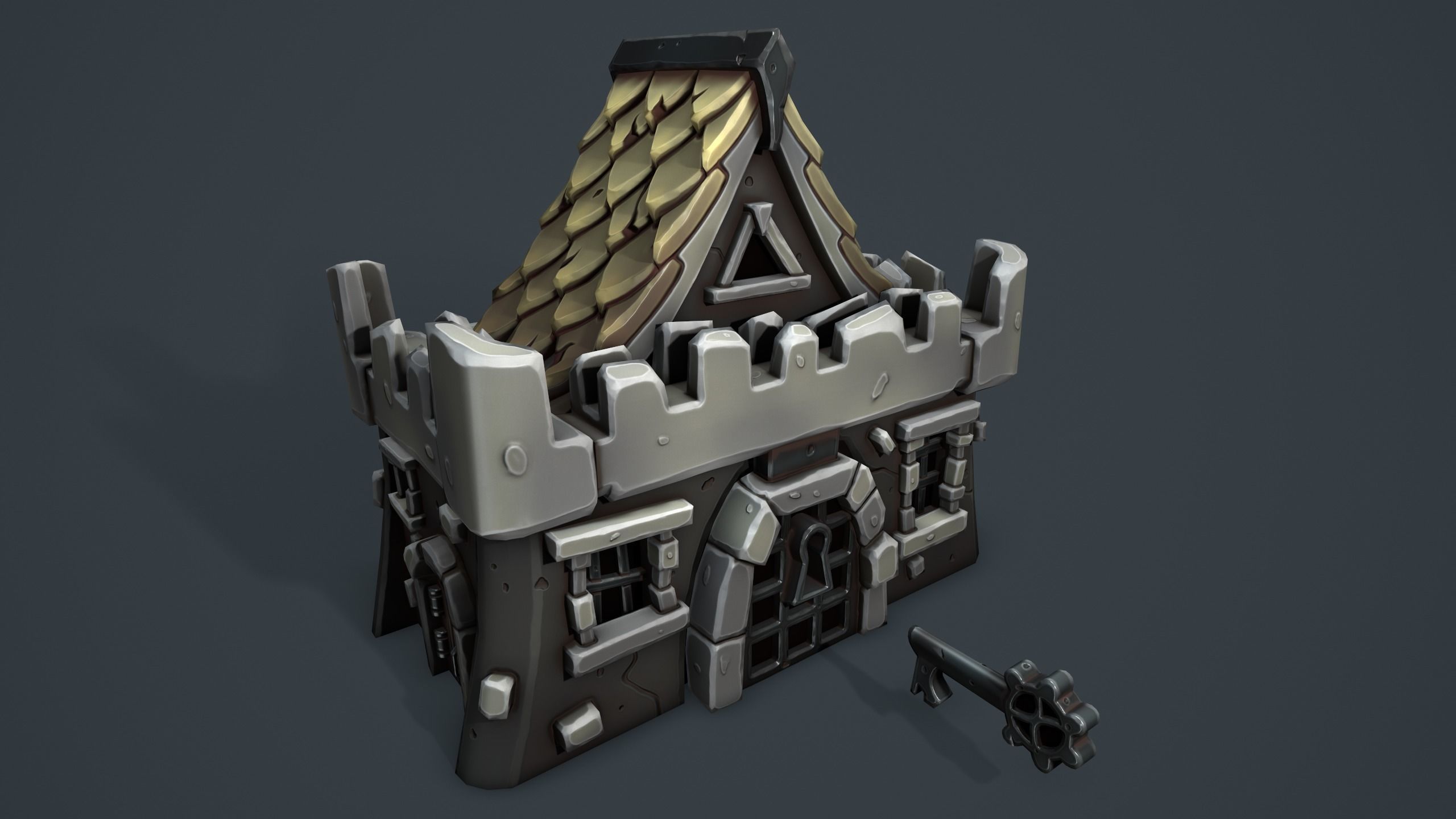 Castle chest Low-poly 3D model_15