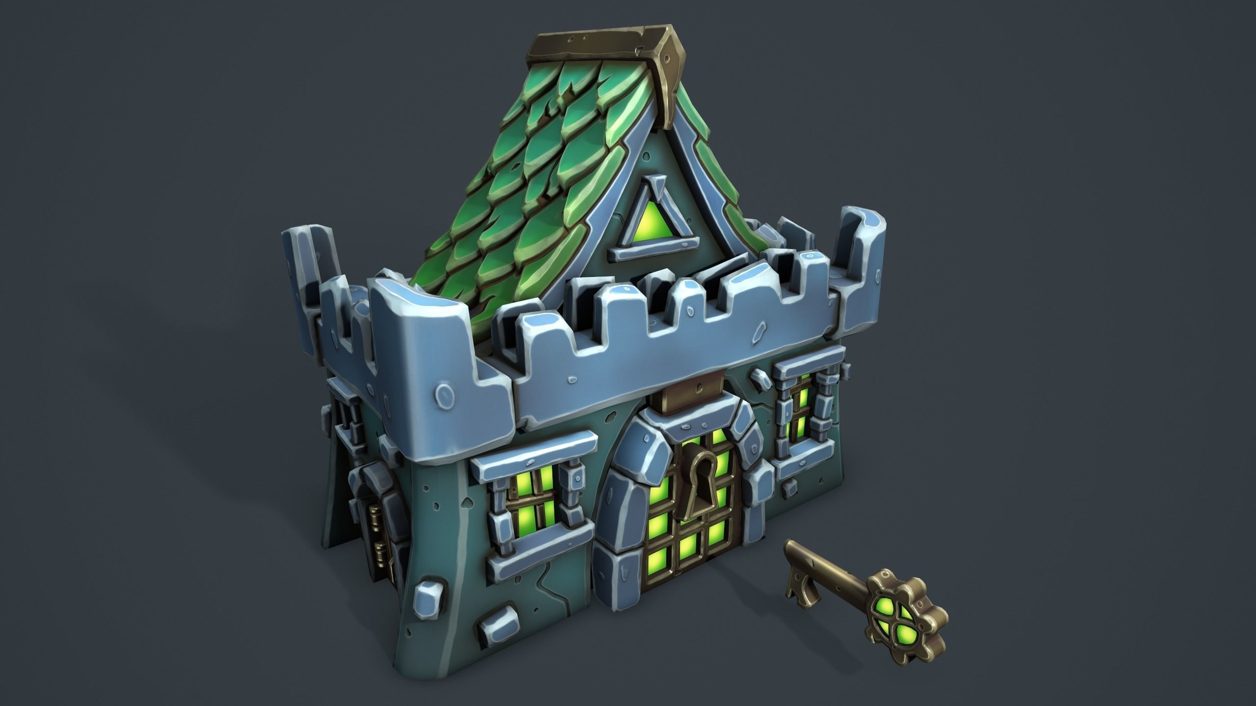 Castle chest Low-poly 3D model_8