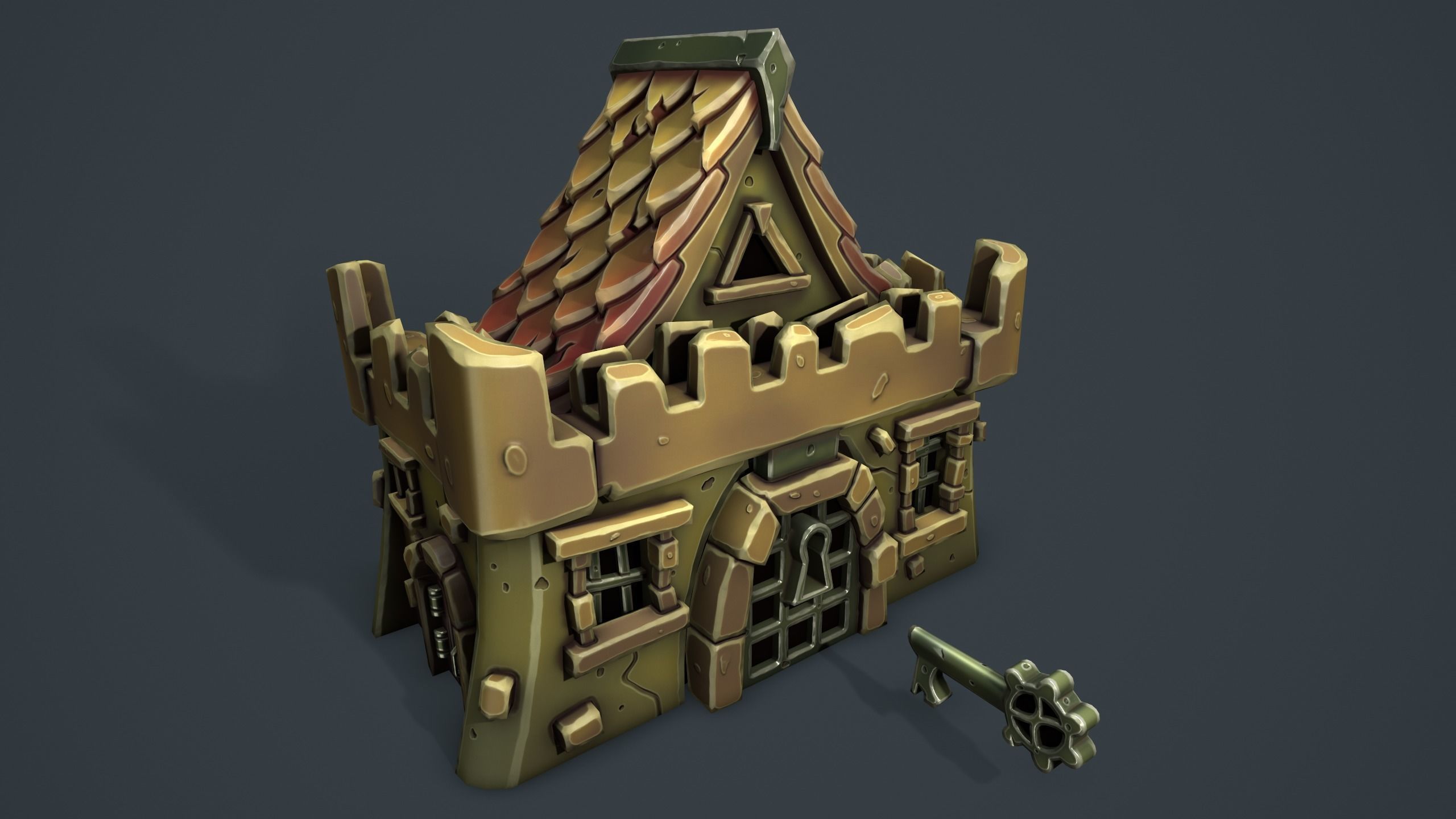 Castle chest Low-poly 3D model_9