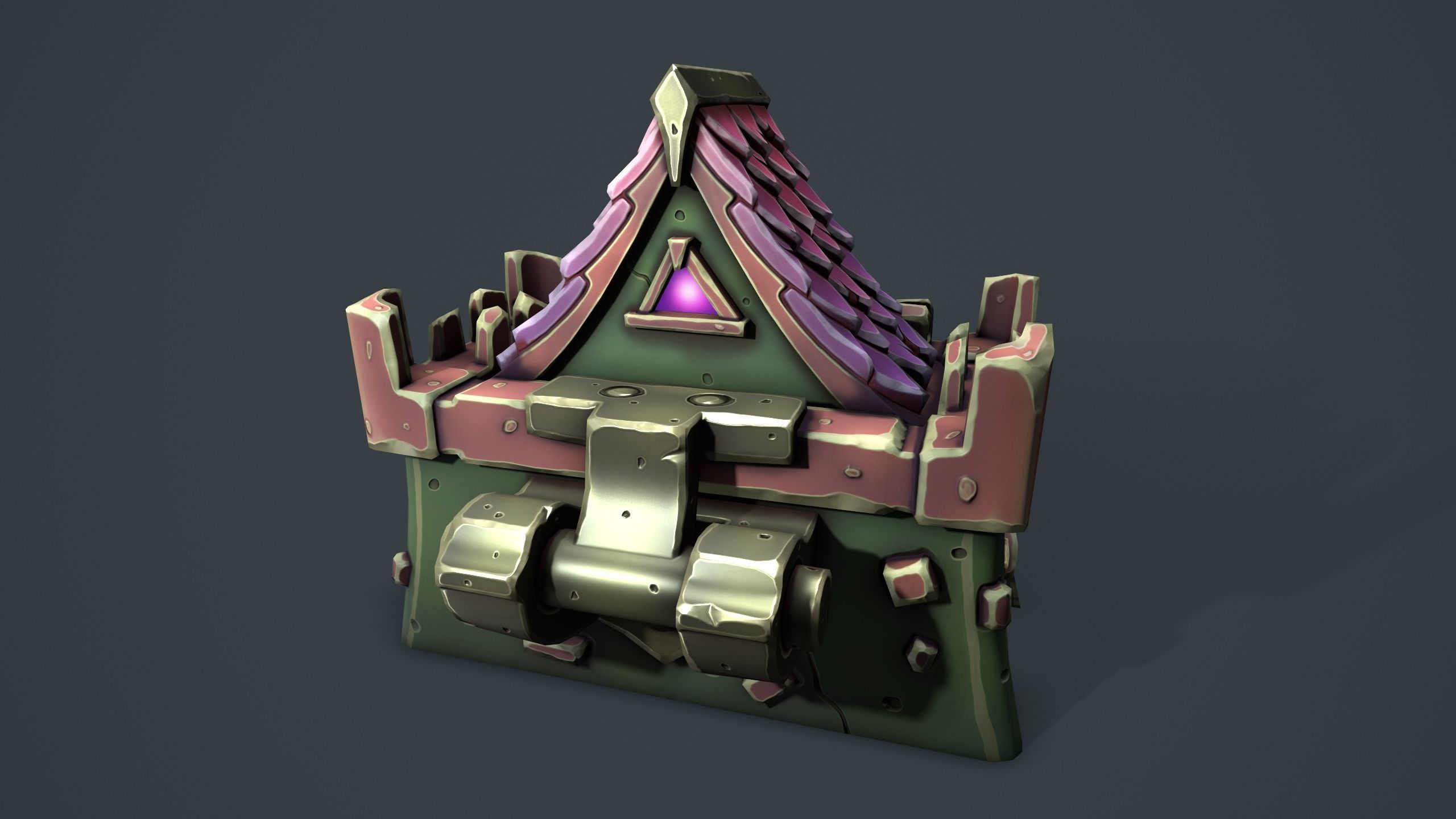 Castle chest Low-poly 3D model_19