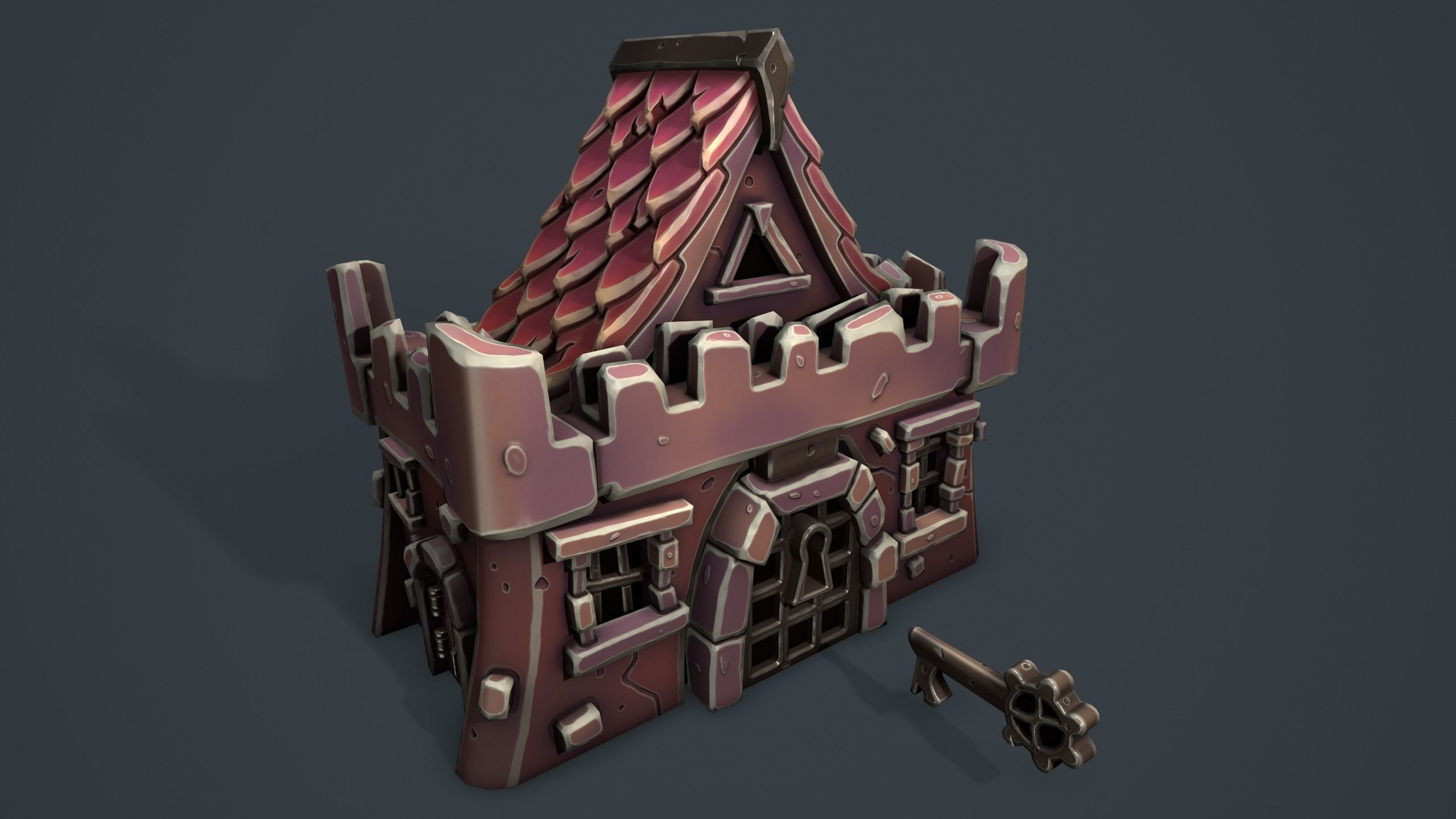 Castle chest Low-poly 3D model_13
