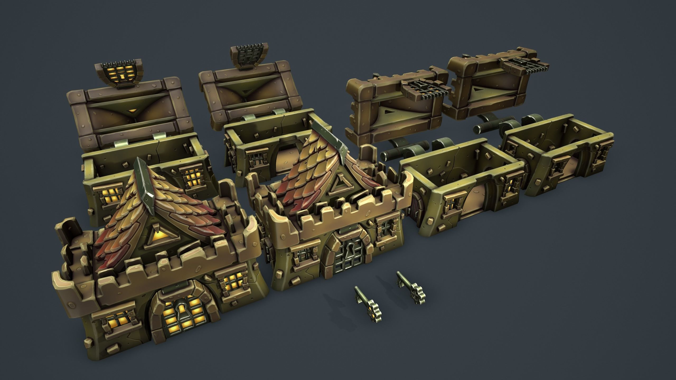 Castle chest Low-poly 3D model_26