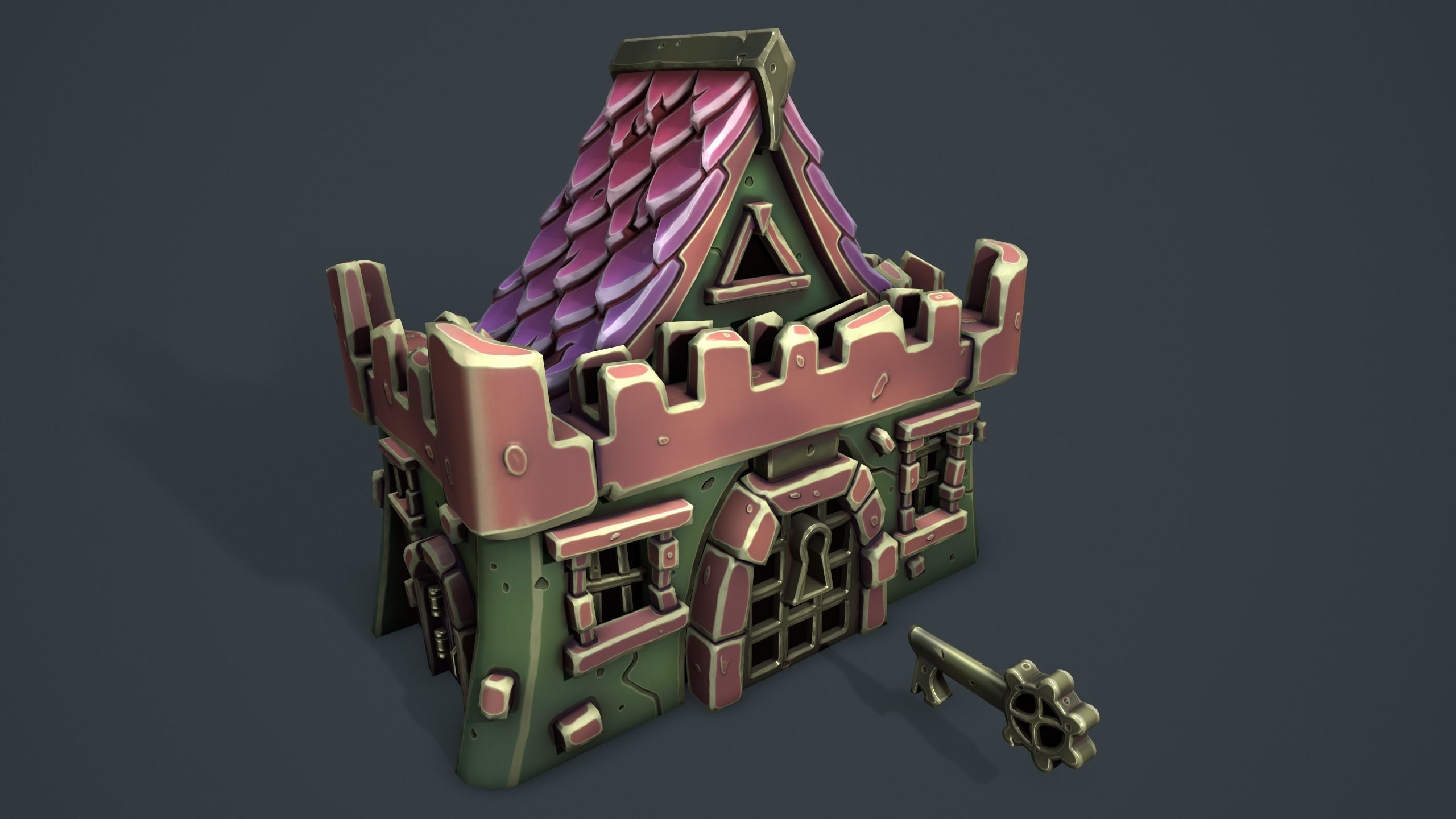 Castle chest Low-poly 3D model_5