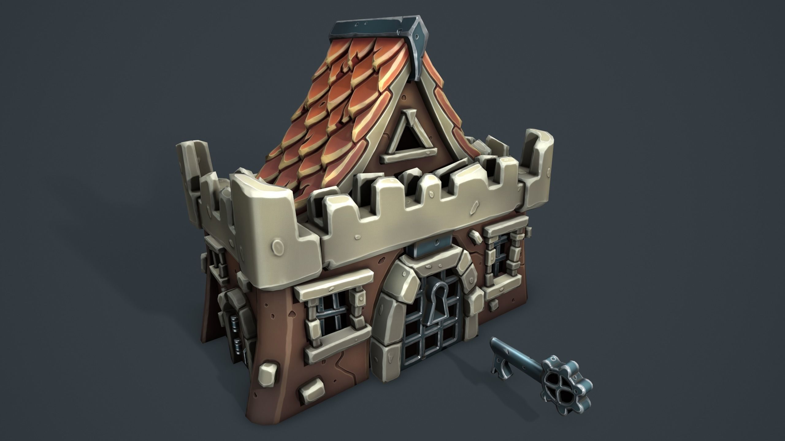 Castle chest Low-poly 3D model_1