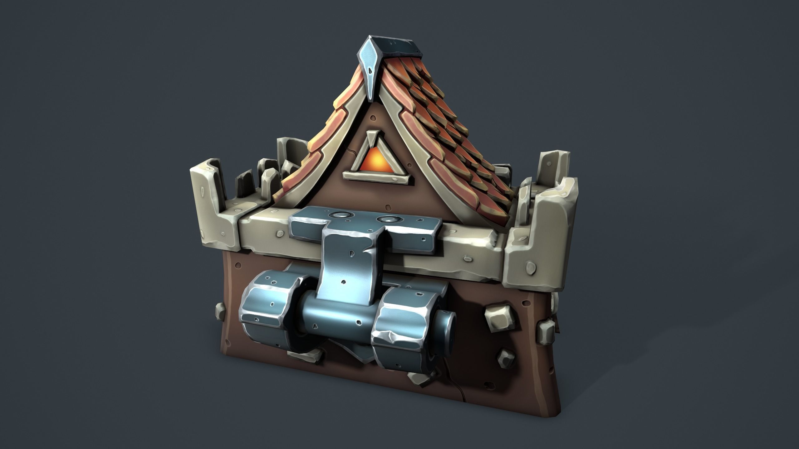 Castle chest Low-poly 3D model_17