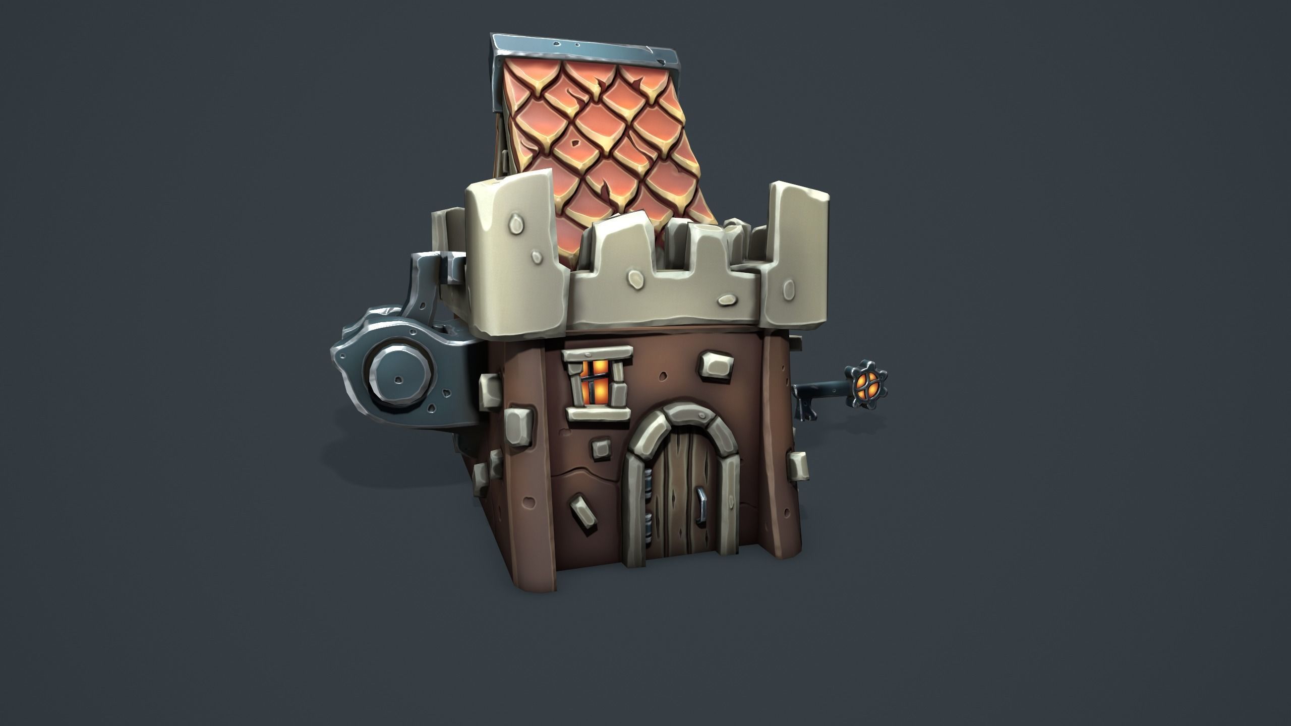 Castle chest Low-poly 3D model_16