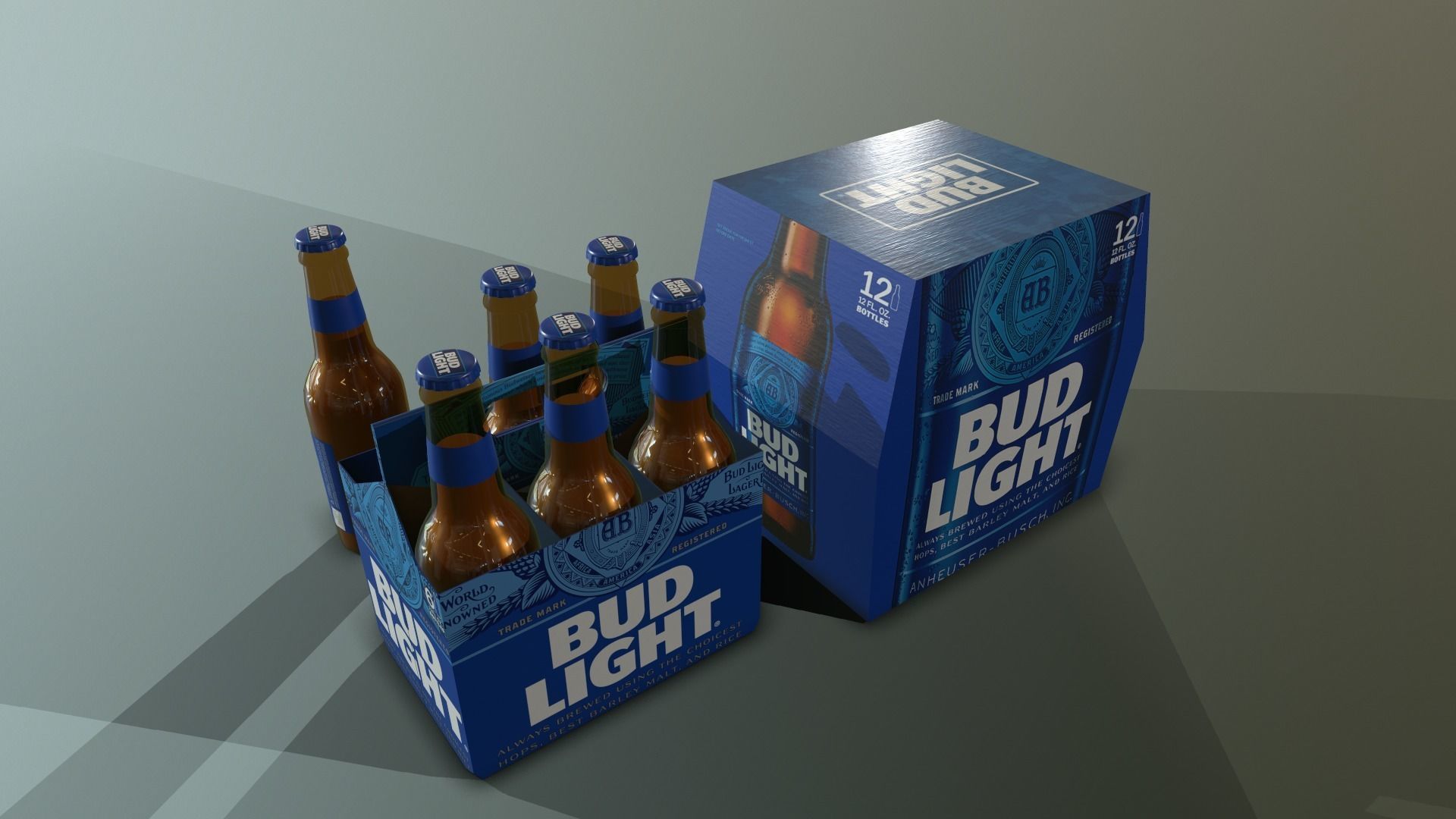 BudLight beer Low-poly 3D model_4