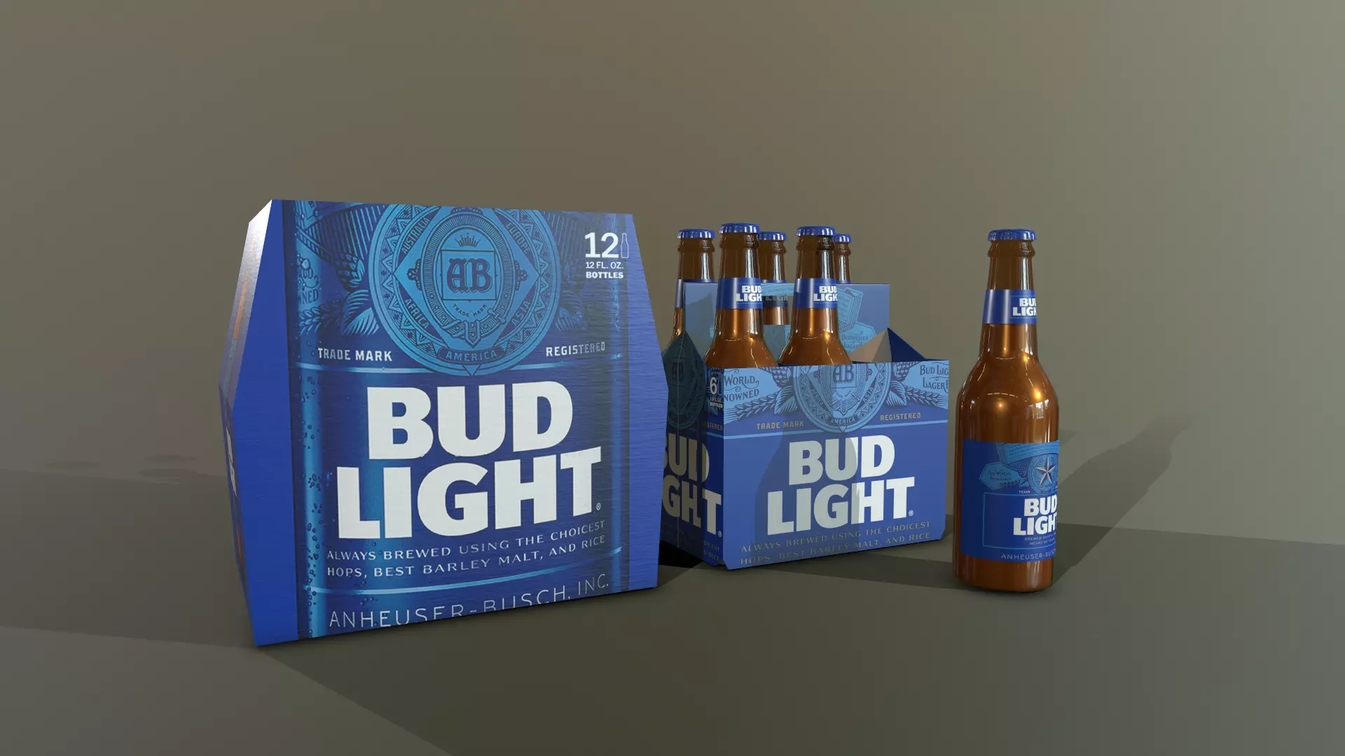 BudLight beer Low-poly 3D model_0