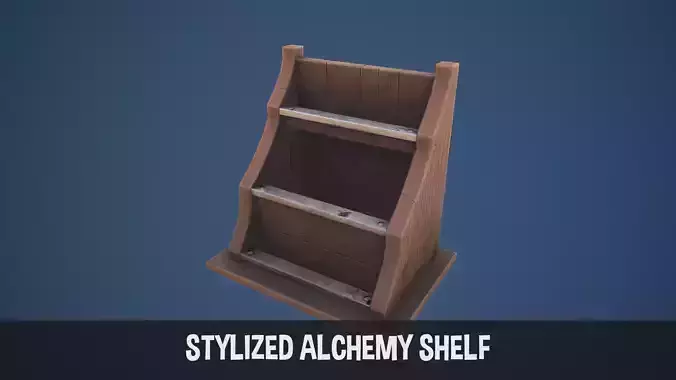 Stylized Alchemy Shelf Low-poly 3D model Stylized Alchemy Shelf Low-poly 3D model