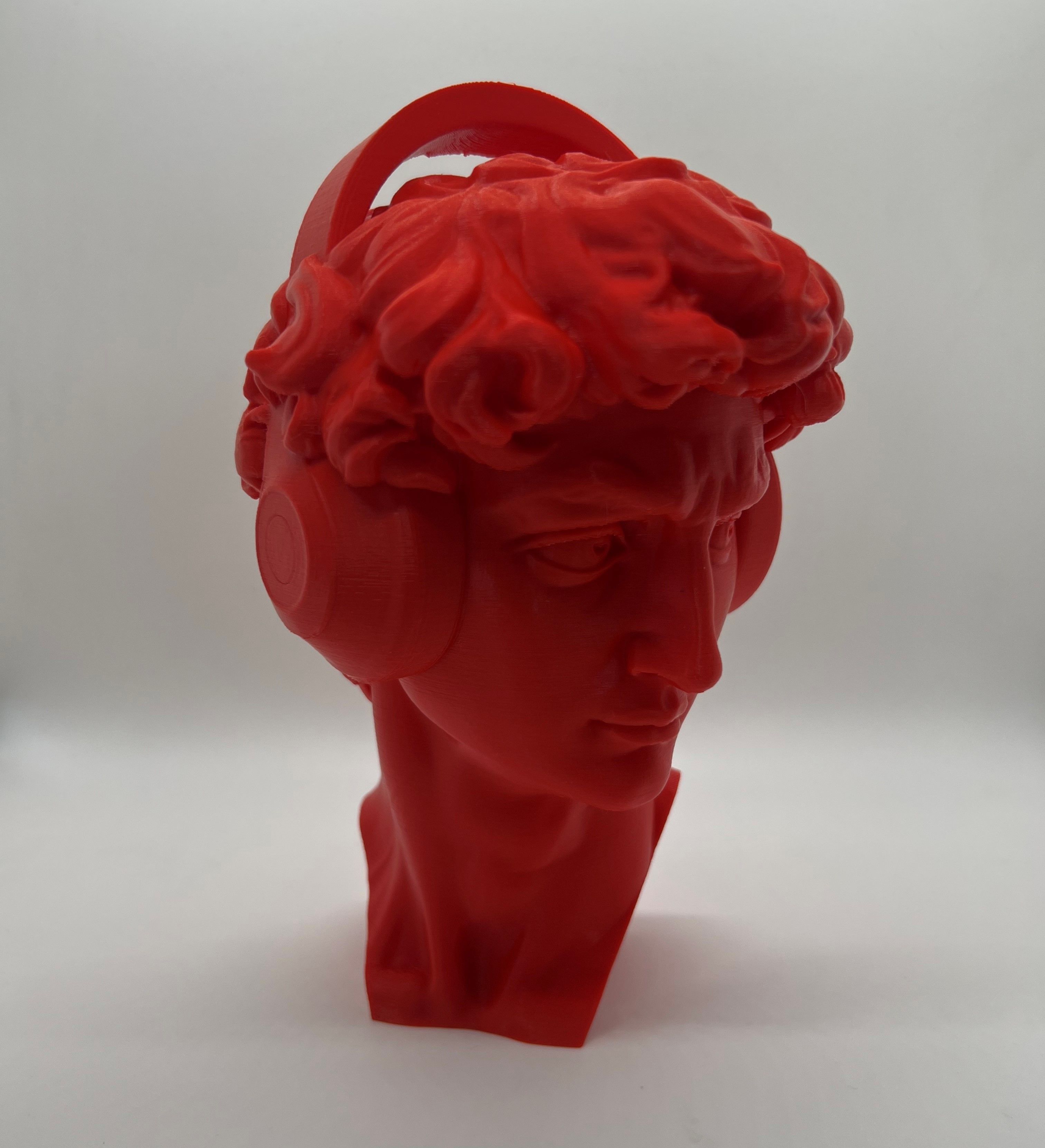 Michelangelo David Sculpture with Headphones 3D print model_1