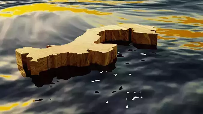 Panama 3D map surrounded by sea 3D model