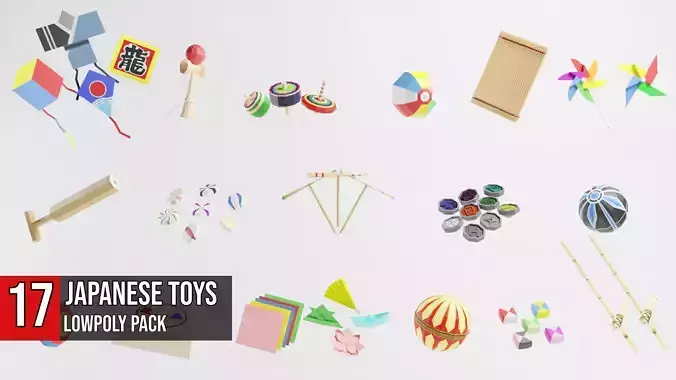 Japanese Toys Pack Low-poly 3D model