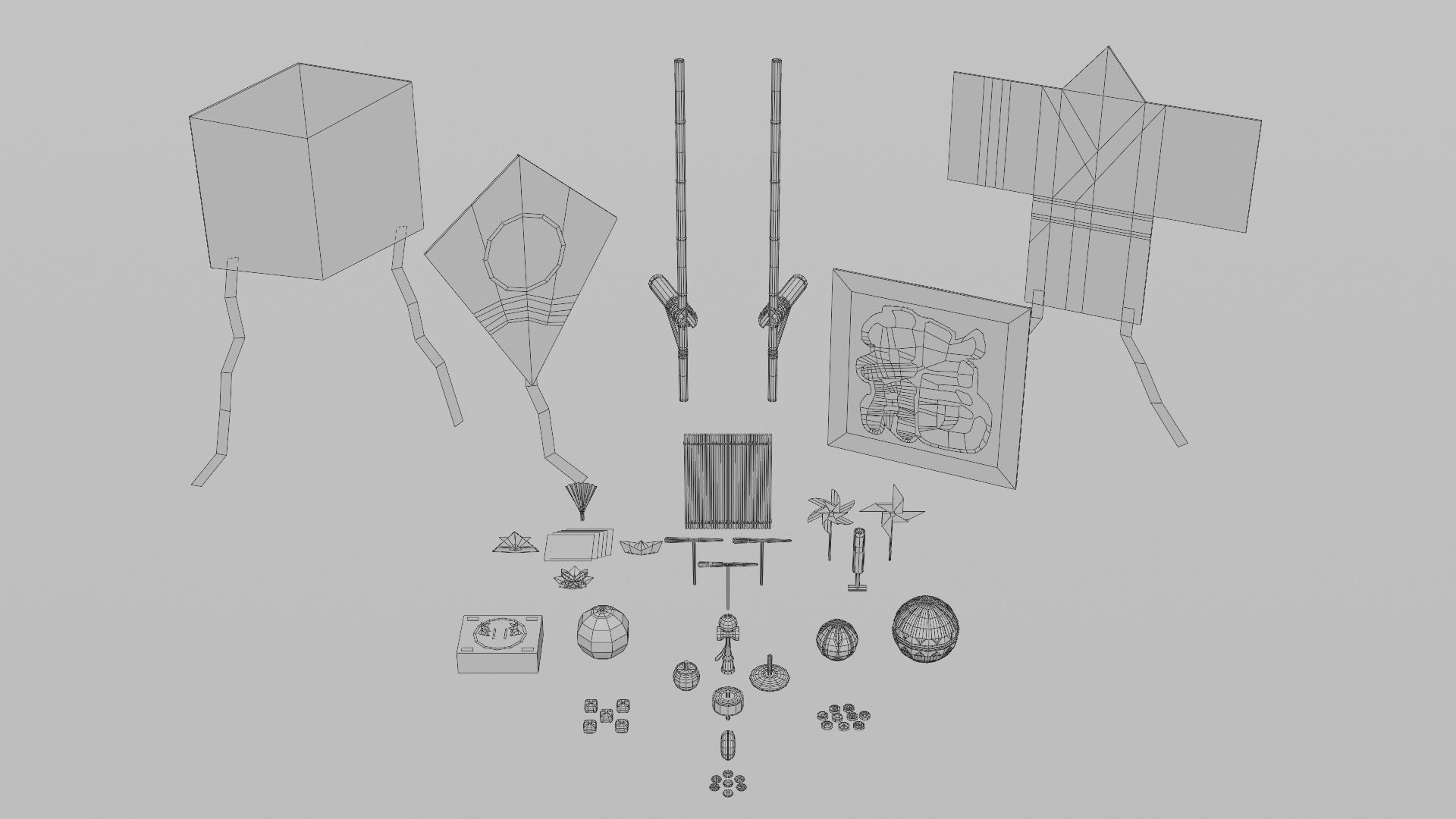 Japanese Toys Pack Low-poly 3D model_3