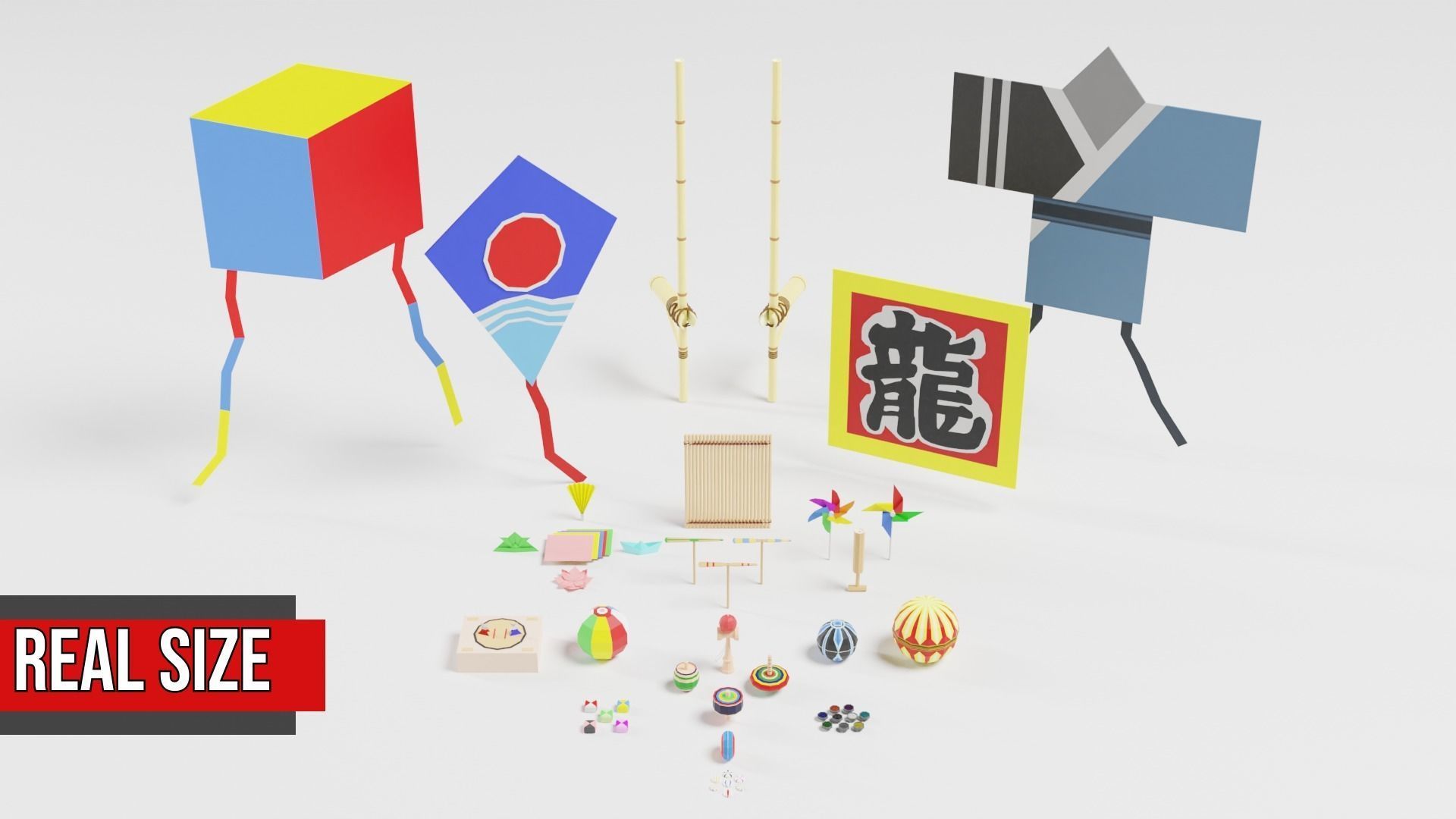Japanese Toys Pack Low-poly 3D model_2