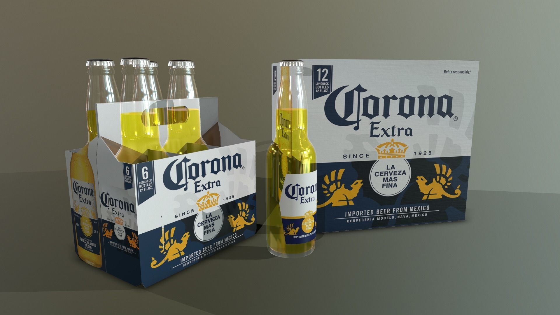 Corona beer Low-poly 3D model_2