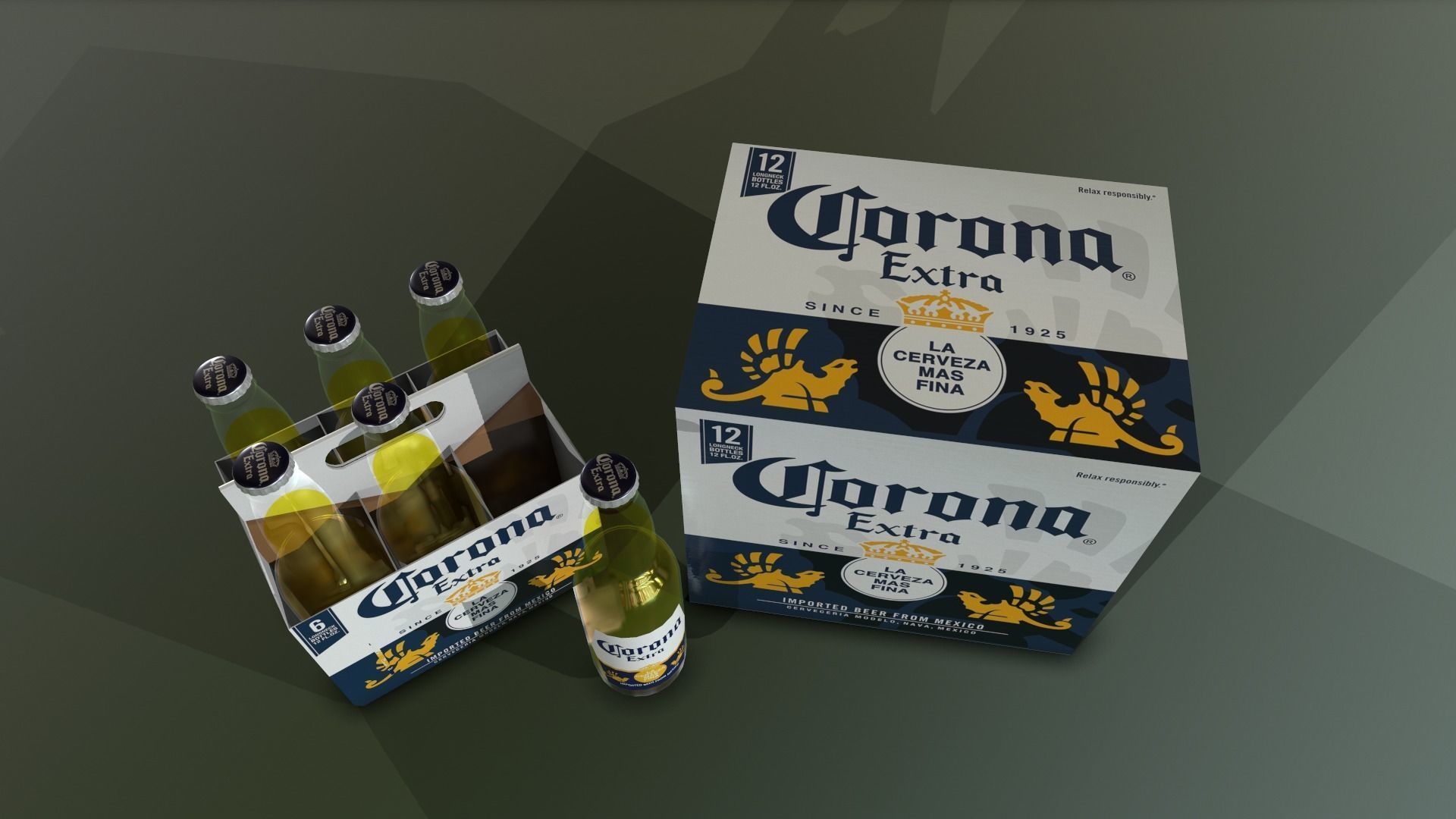 Corona beer Low-poly 3D model_5